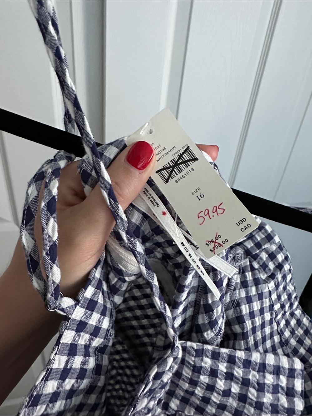 Anthropologie Gingham Navy and White Spaghetti Strap Dress - Picture 4 of 4